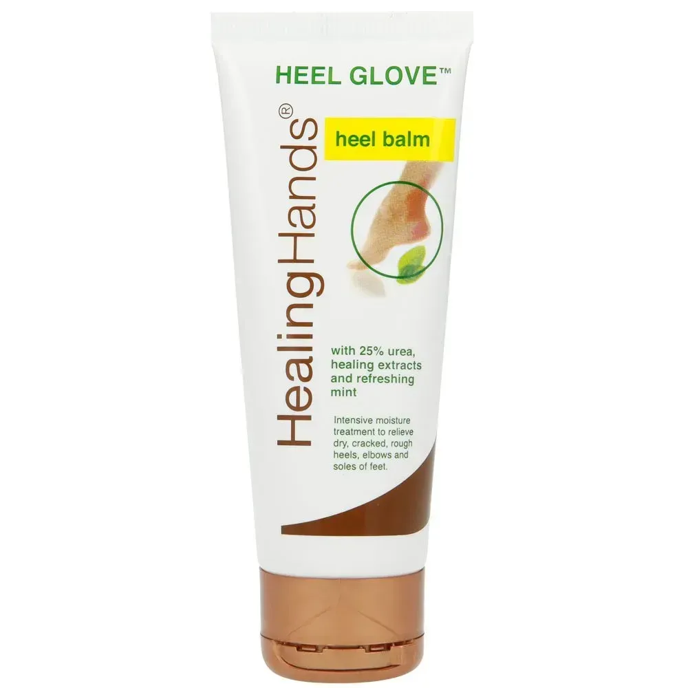 Front of Hands On Healthcare Healing Hands Heel Glove Heel Balm 75 ml tube
