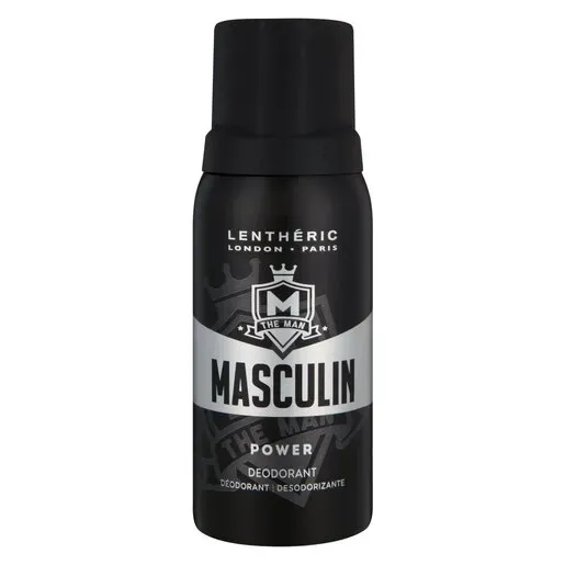 Front of Lenthéric Masculin Bold Power Deodorant 150 ml on white background