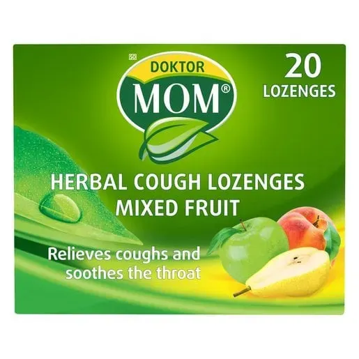 Front of Doktor Mom Herbal Cough Lozenges Mixed Fruit 20 lozenges box
