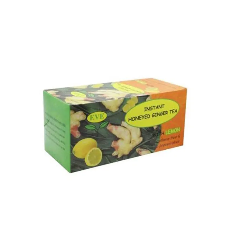 Front of Eve Instant Honeyed Ginger Tea with Lemon, 20 sachets box