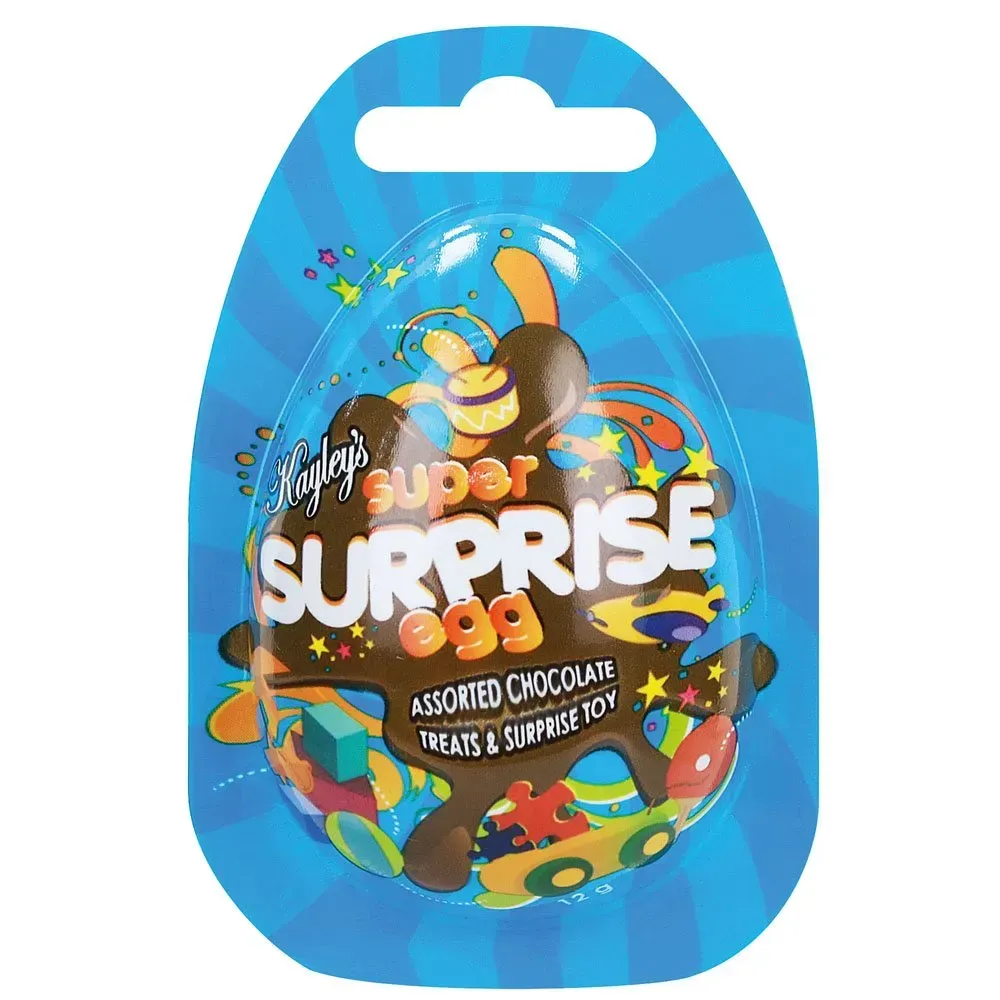 Front of Kayleys Super Surprise Egg blue pack, 12 g