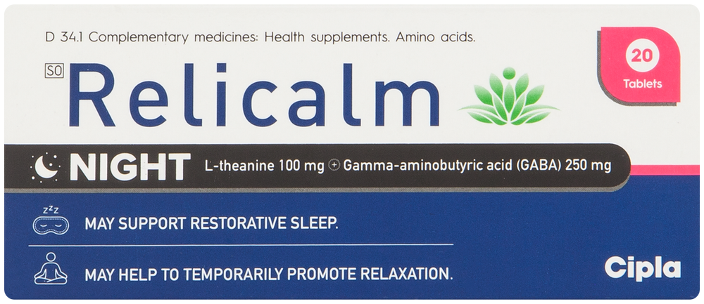 Relicalm 100mg L-theanine Night Tablets 20pk