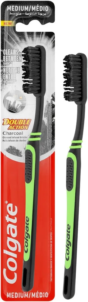 Colgate Double Action Medium Charcoal Toothbrush 1s
