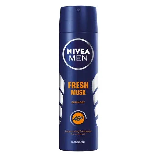 Front of Nivea Men Fresh Musk deodorant spray 150 ml can