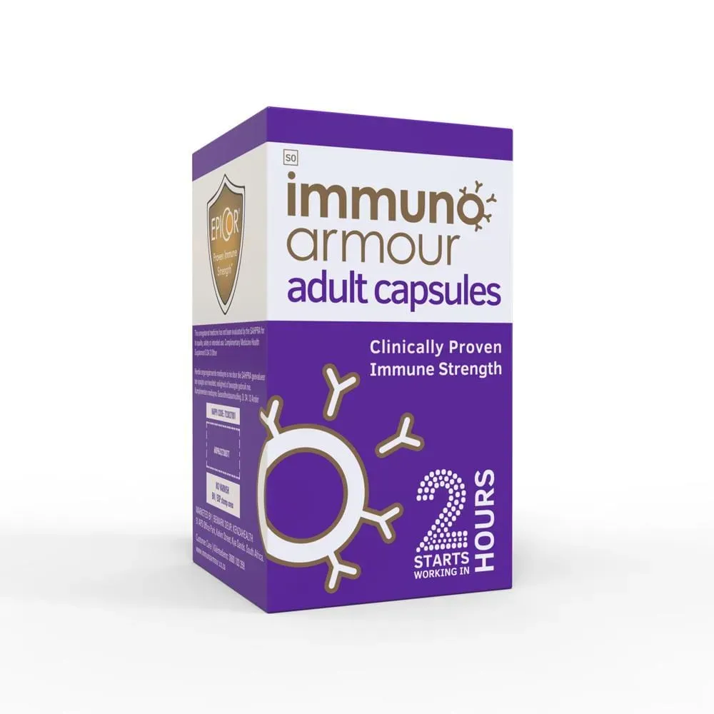 Angled view of MyHealth365 Immuno Armour Adult Capsules 30s box