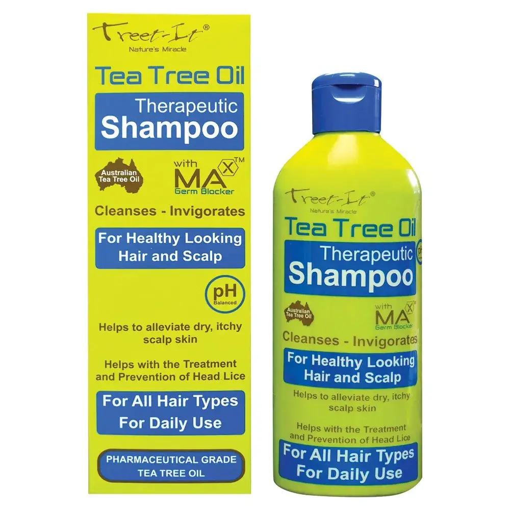 Front of Reitzer Treet-It Tea Tree Oil Therapeutic Shampoo 200 ml box and bottle