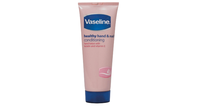 Front of Vaseline Healthy Hand & Nail Conditioning Lotion 75 ml tube