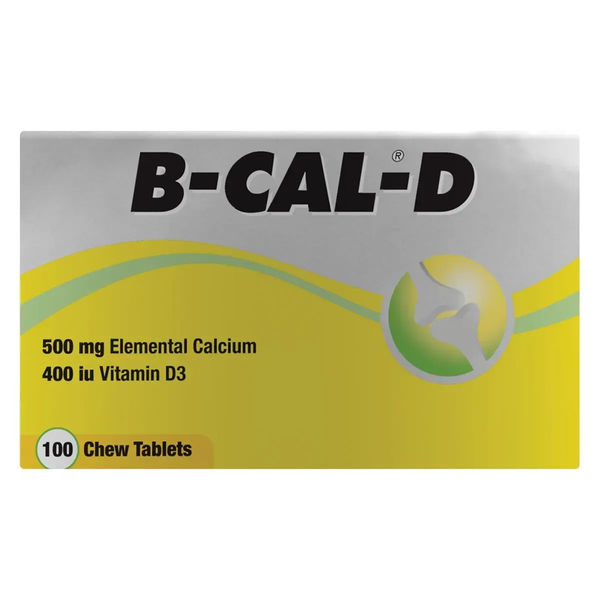 Front of Inova B-CAL-D Chewable Tablets 100's pack, high resolution studio shot