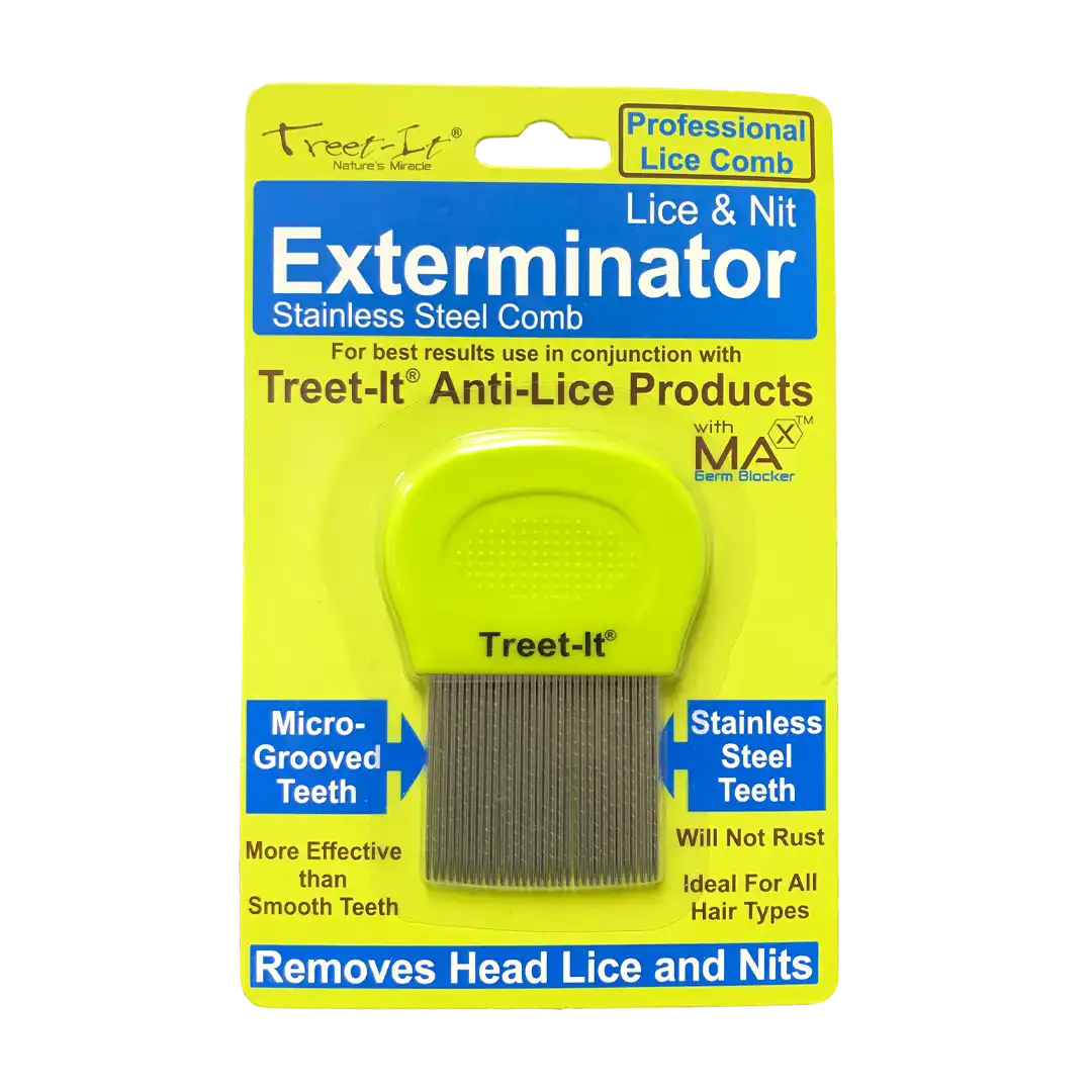Front of Treet-It Exterminator Lice & Nit Comb pack