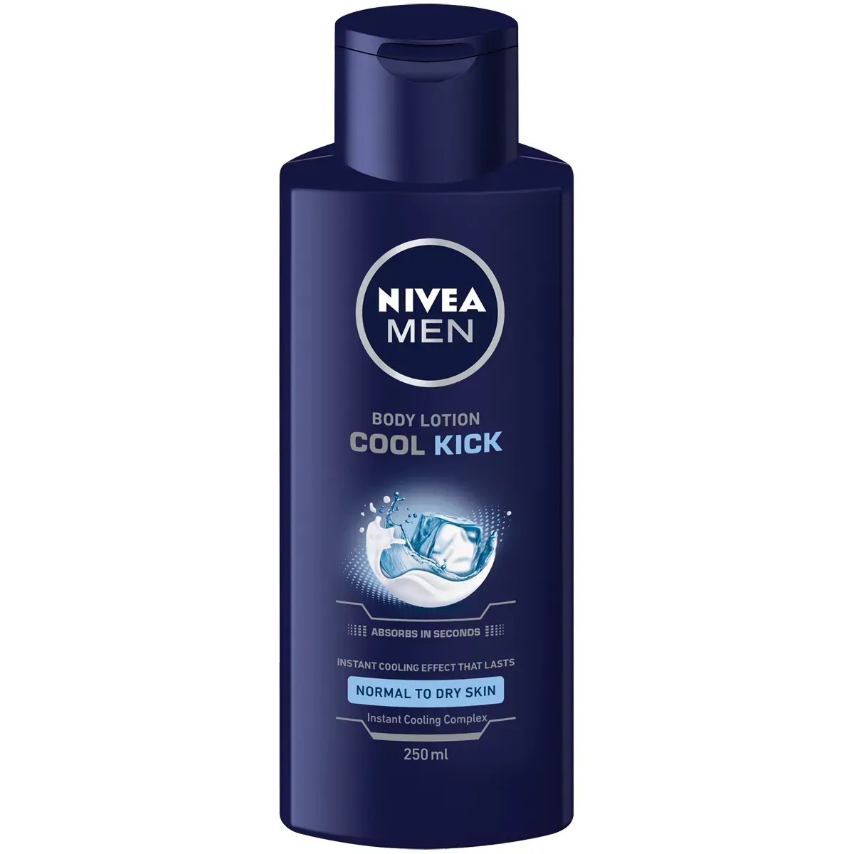 Front of NIVEA MEN Cool Kick Body Lotion 250 ml bottle