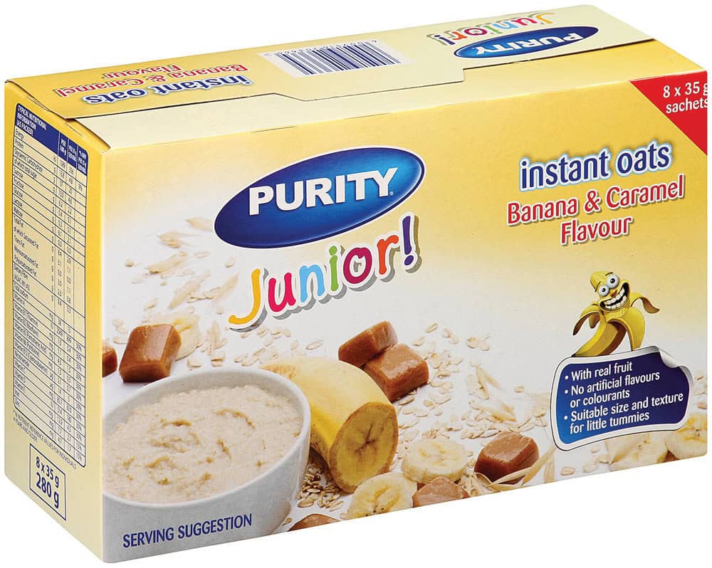 Purity Junior Banana & Caramel Flavour Instant Oats 8 x 35g