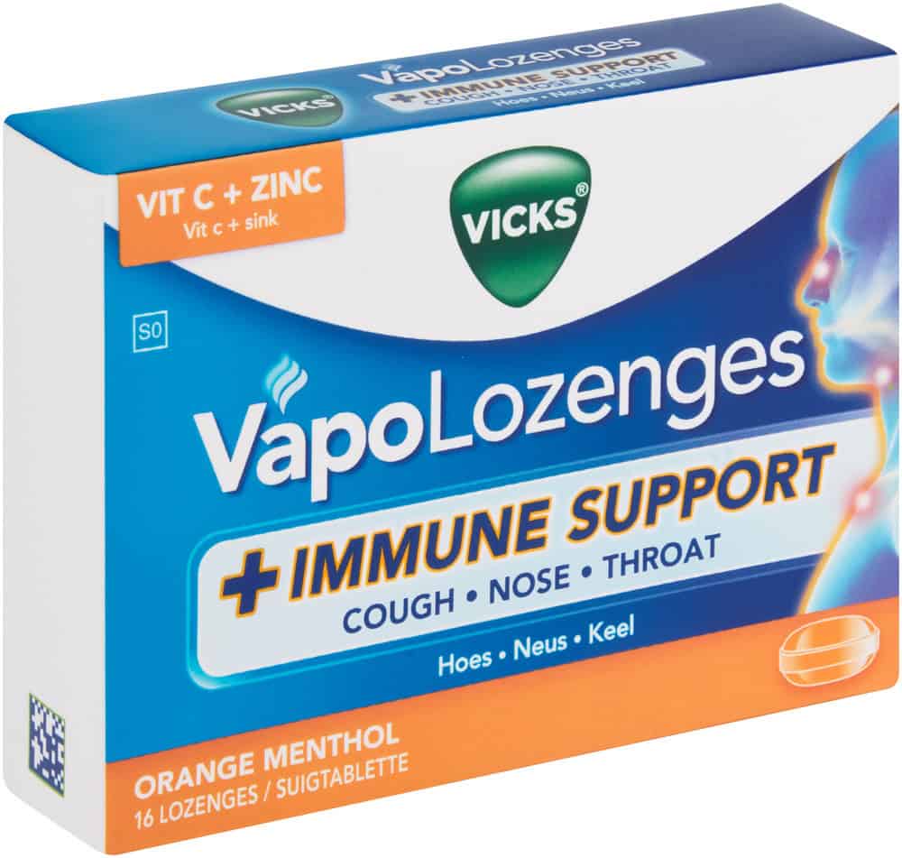 Vicks VapoLozenges Orange Menthol Immune Support Lozenges 16pk
