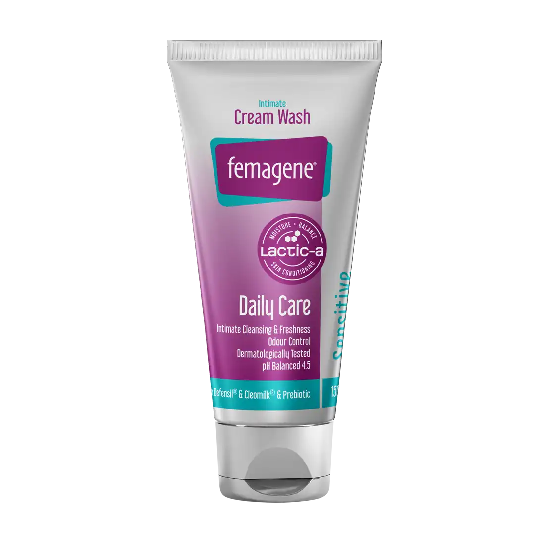 Front of Nativa Femagene Cream Wash Sensitive 150 ml tube
