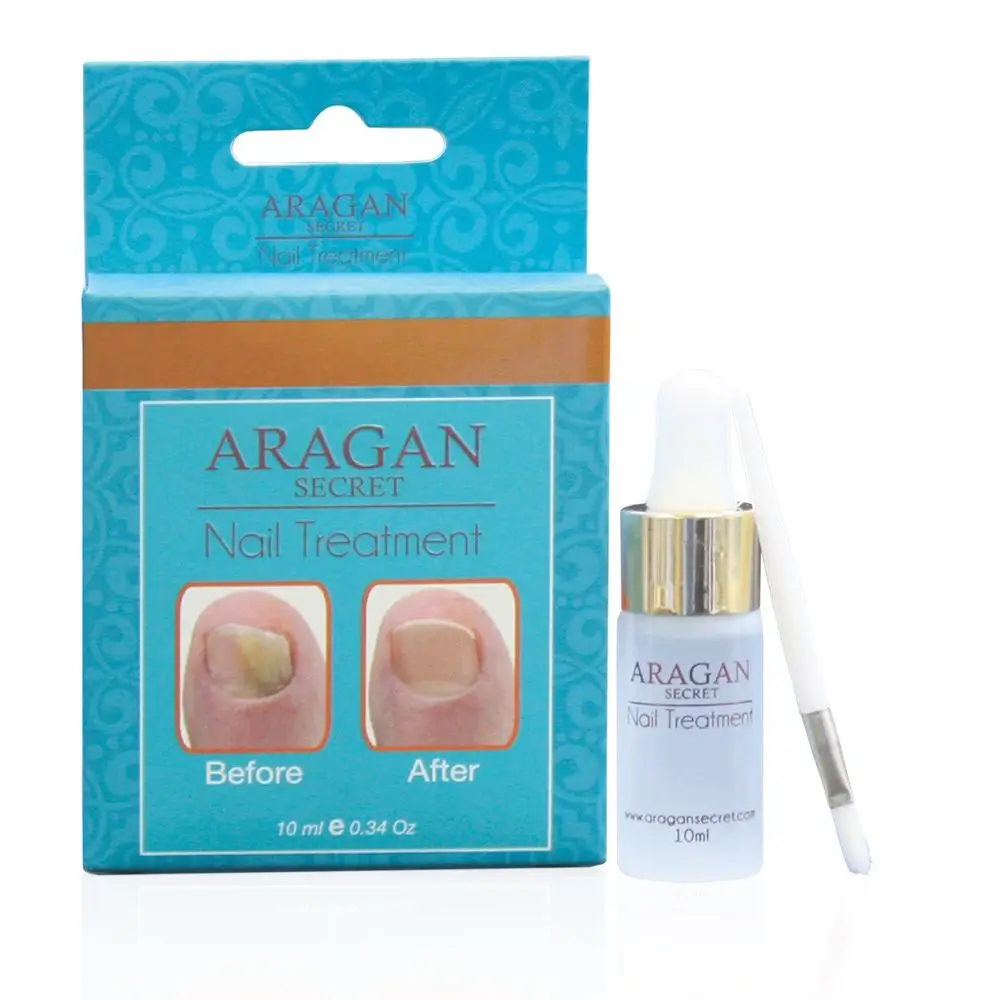 Front of Homemark Aragan Secret Nail Treatment box and 10 ml bottle
