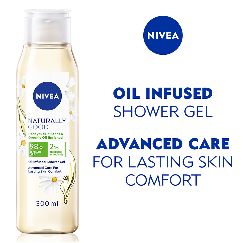 Nivea Naturally Good Honeysuckle Scent & Organic Oil Enriched Shower Gel 300ml