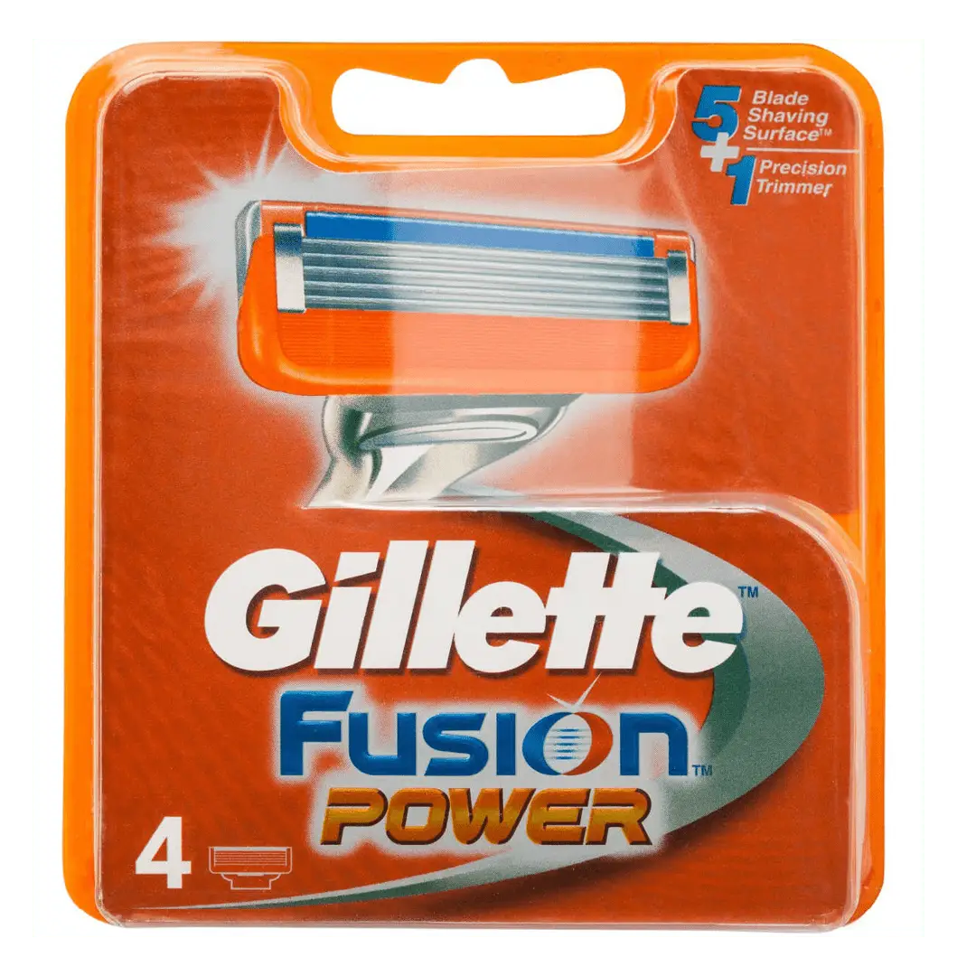 Front of Gillette Fusion Power razor cartridges pack of 4