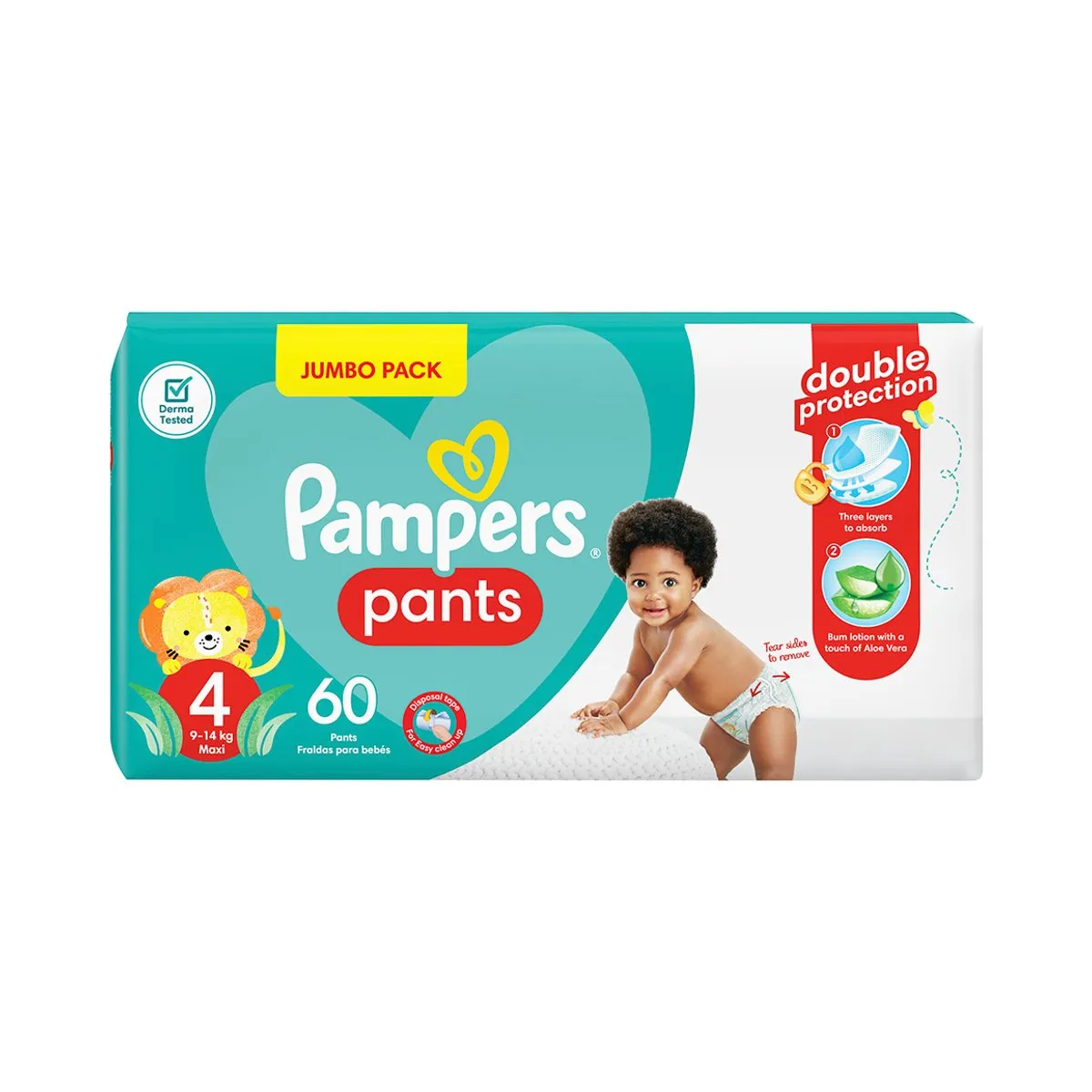 Front of Pampers Pants Size 4 Maxi Jumbo Pack, 60 pants