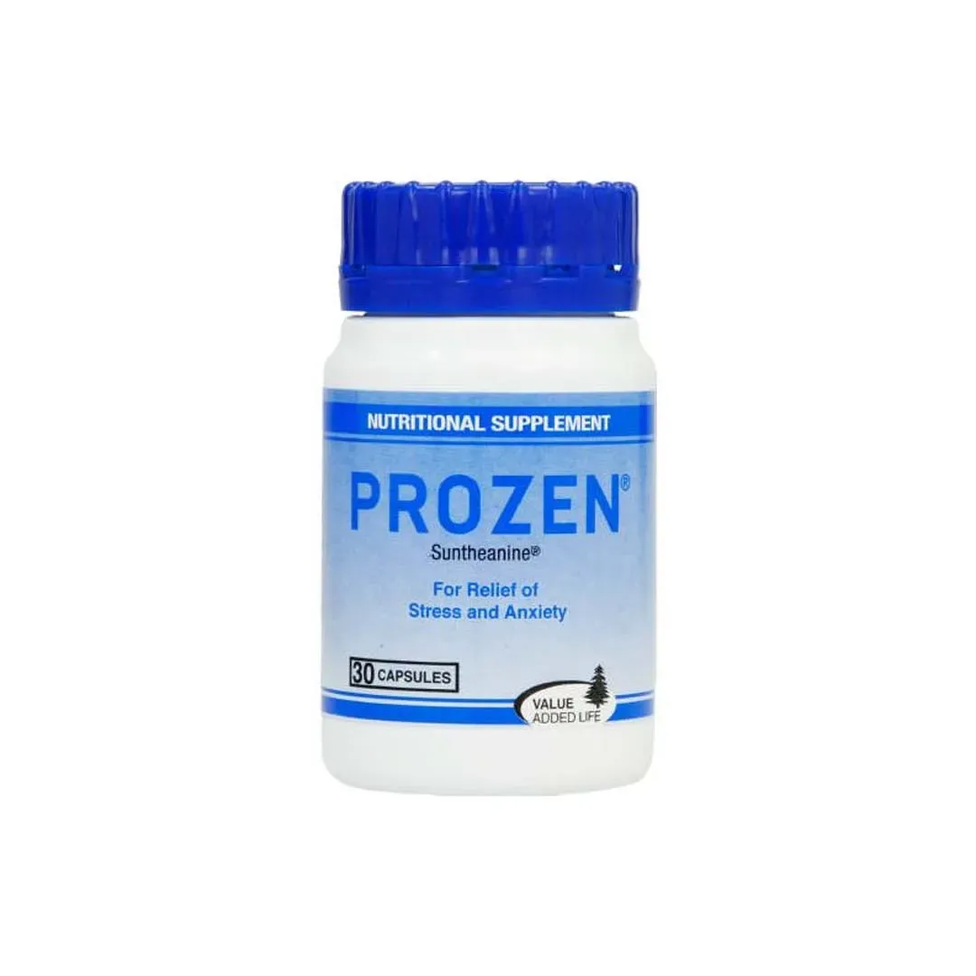 Front of Prozen Suntheanine 30 Capsules bottle