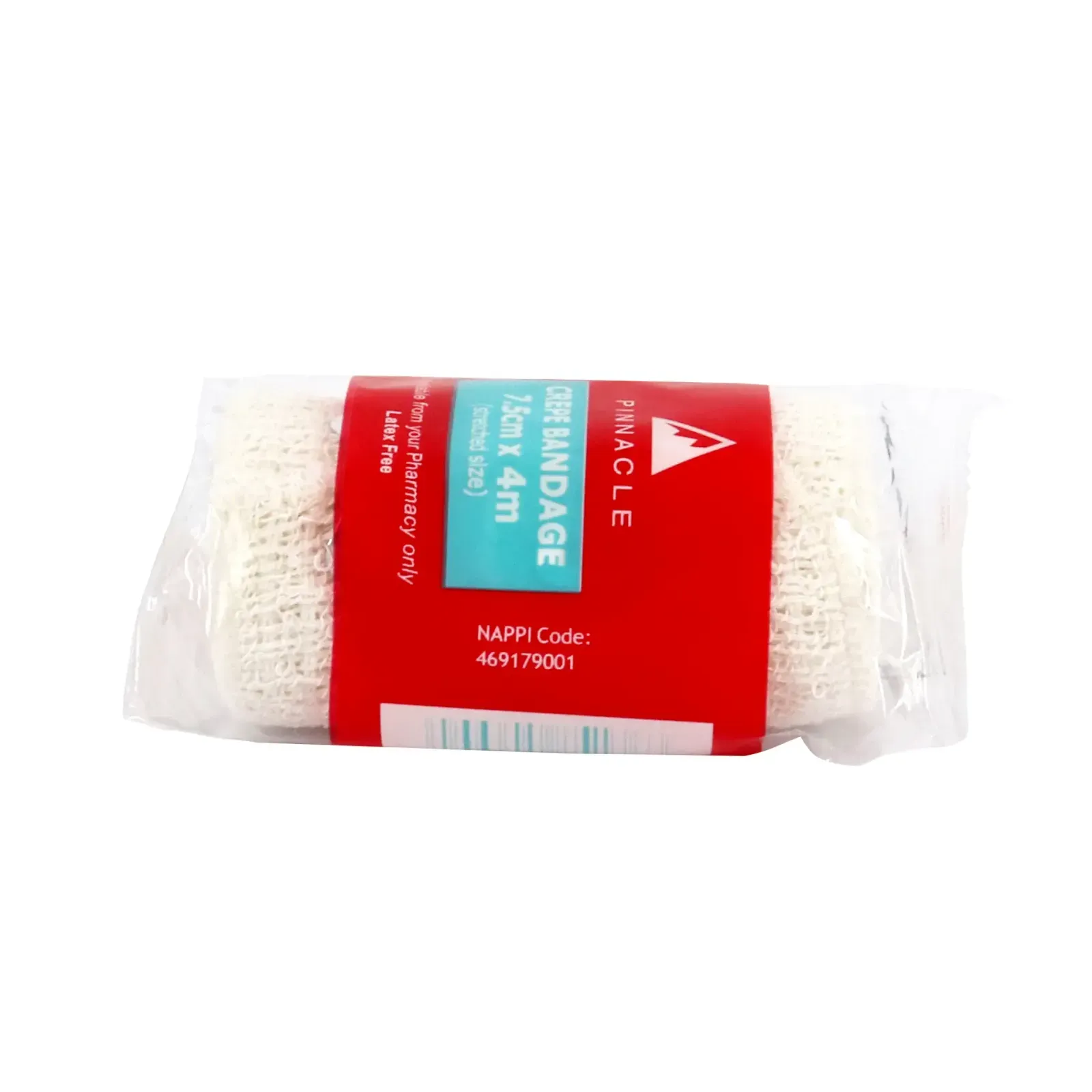 Front of Pinnacle Crepe Bandage 7.5cm x 4m pack