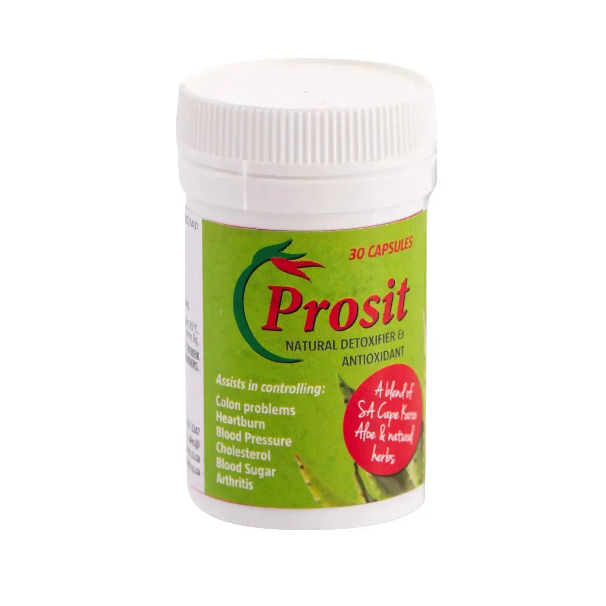 Front of African Cures Prosit Natural Detoxifier & Antioxidant 30 capsules bottle