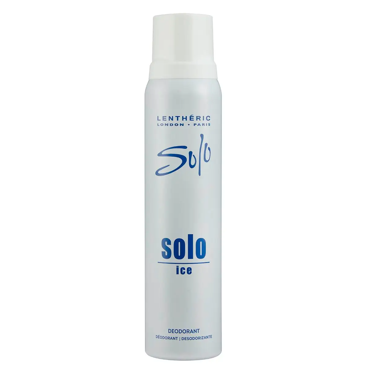 Front of Lenthéric Solo Ice deodorant 250 ml can on white background