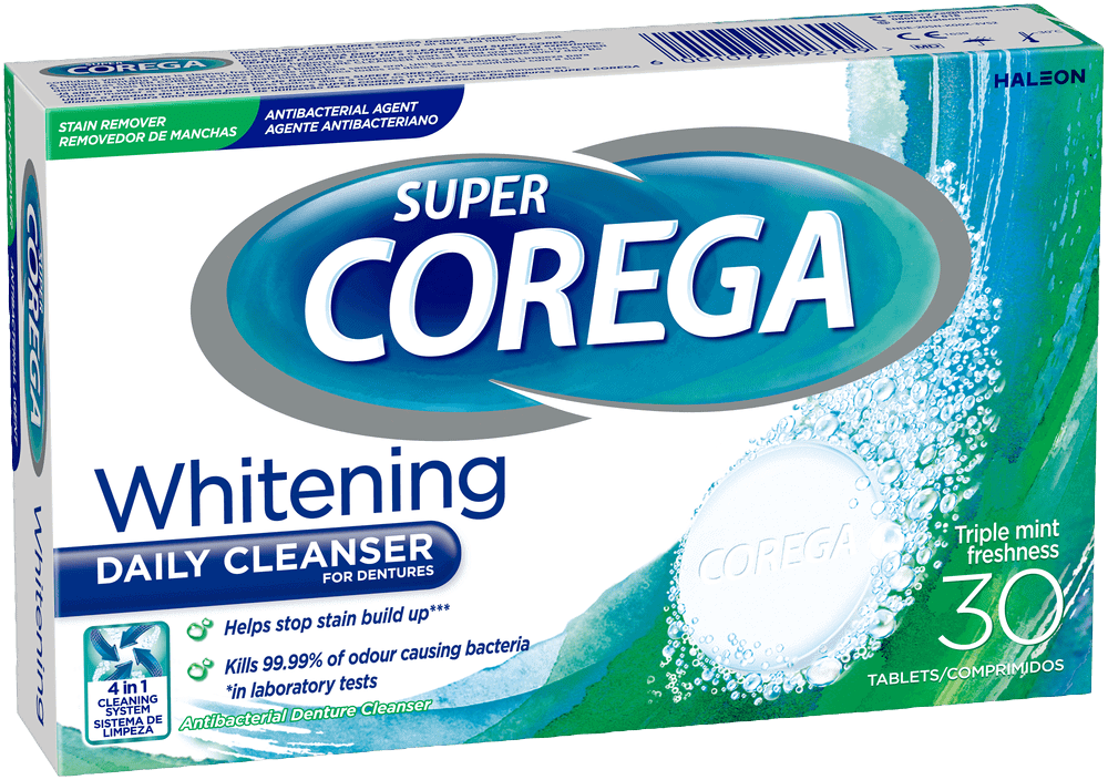 Super Corega Whitening Daily Denture Cleanser Tablets 30pk