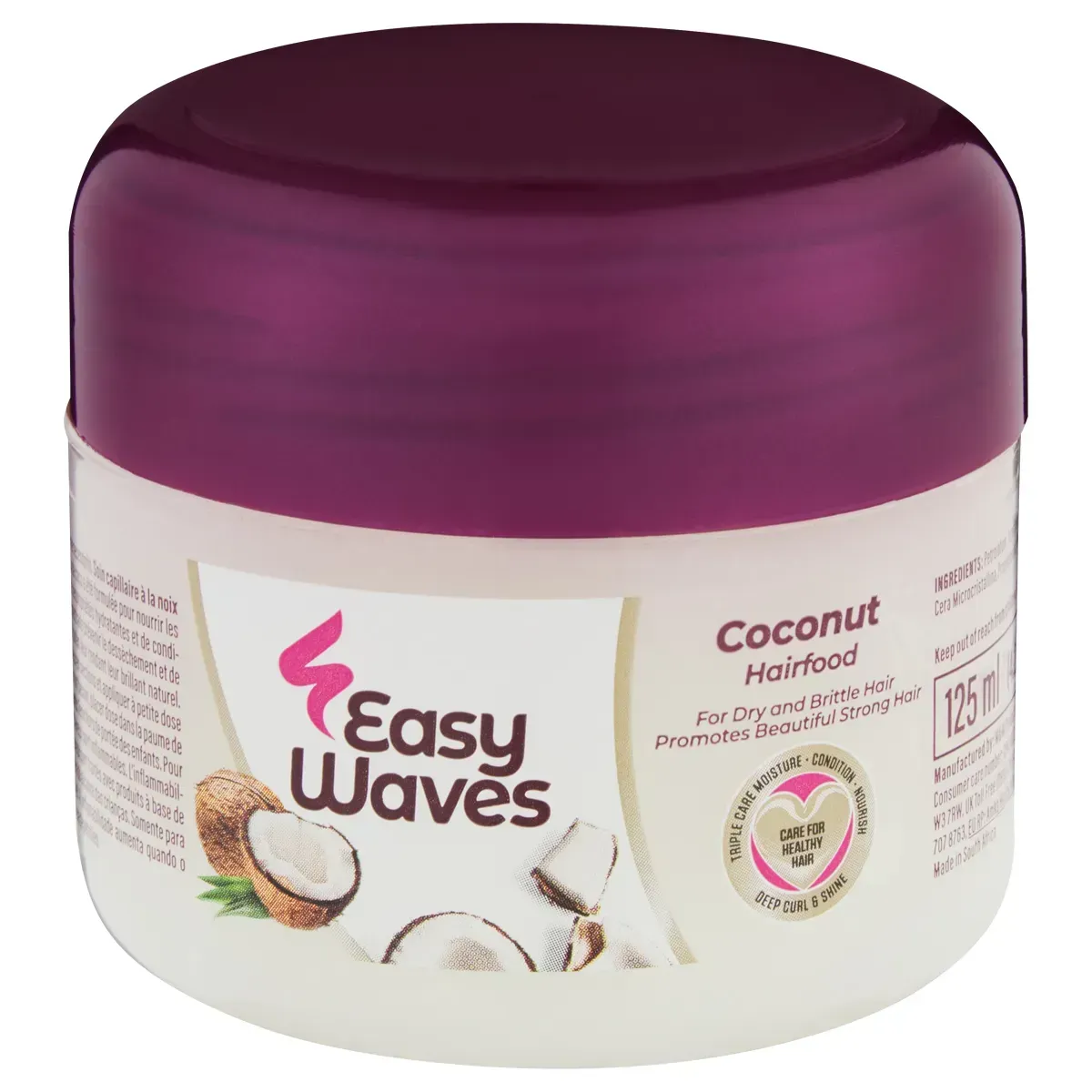 Front of Easy Waves Coconut Hairfood 125 ml tub