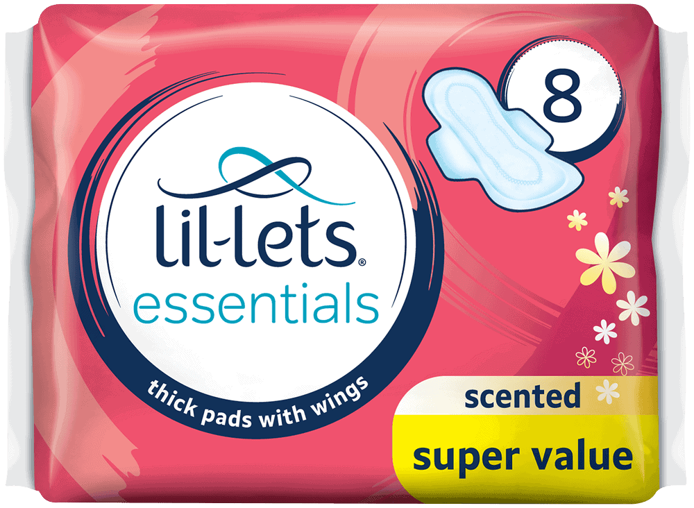 Lil-lets Essentials Scented Thick Pads with Wings 8pk