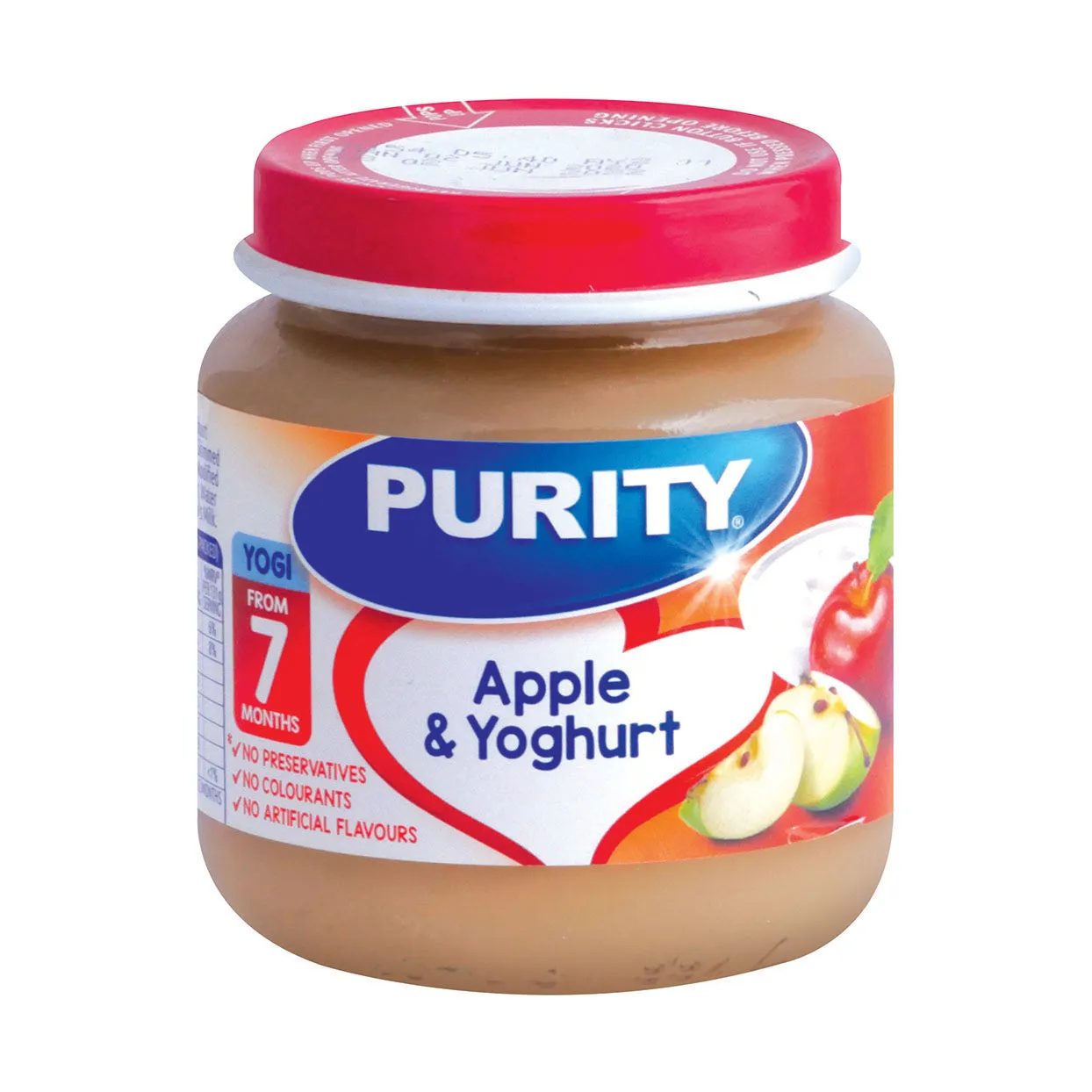 Front of Purity Apple & Yoghurt 125ml baby food jar