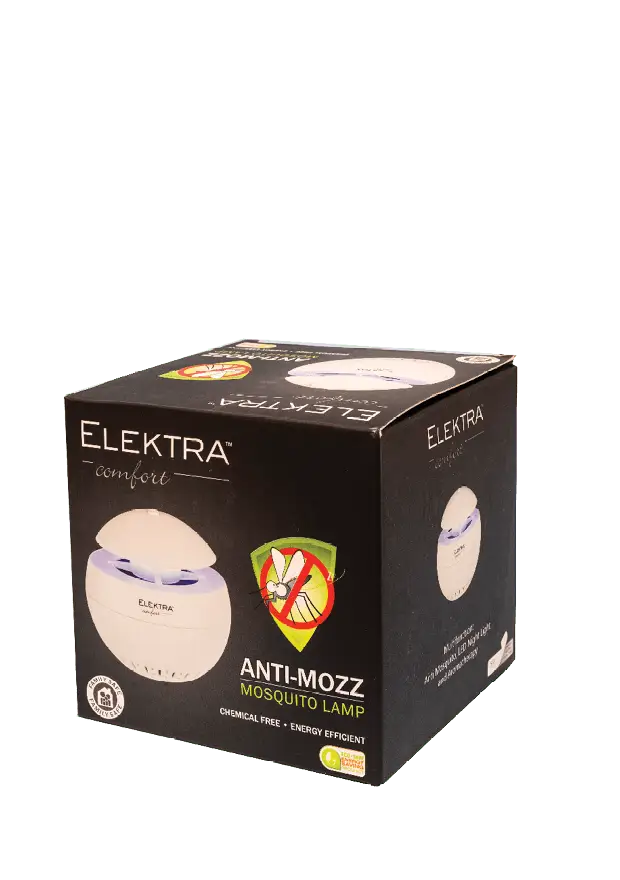 Angled view of Elektra Anti-Mozz Mosquito Lamp box