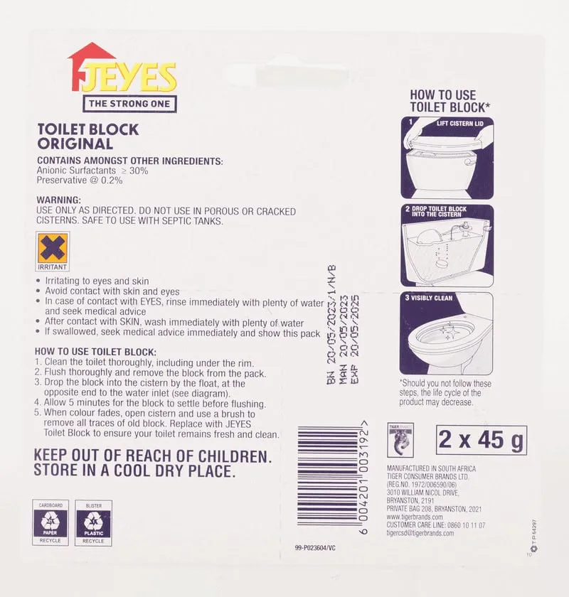 Jeyes Original Toilet Block 2 x 45g