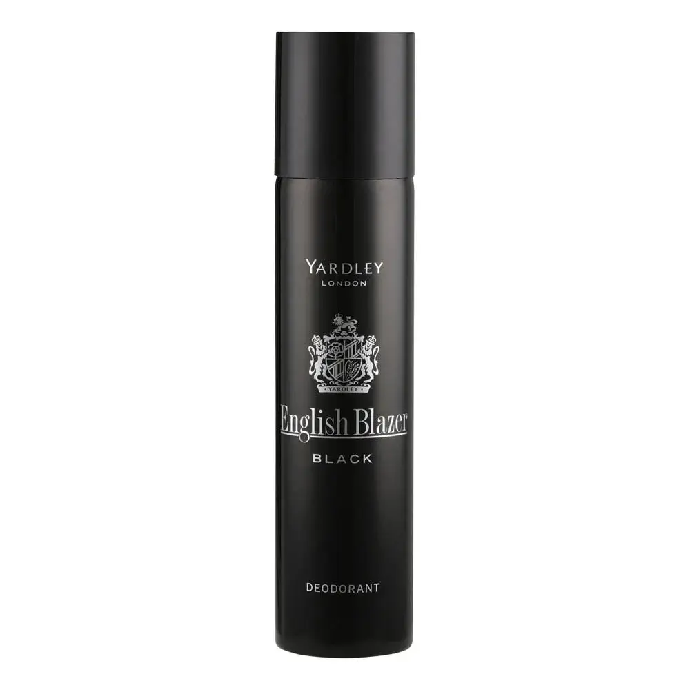 Front of Yardley English Blazer Black Deodorant 250 ml can on white background