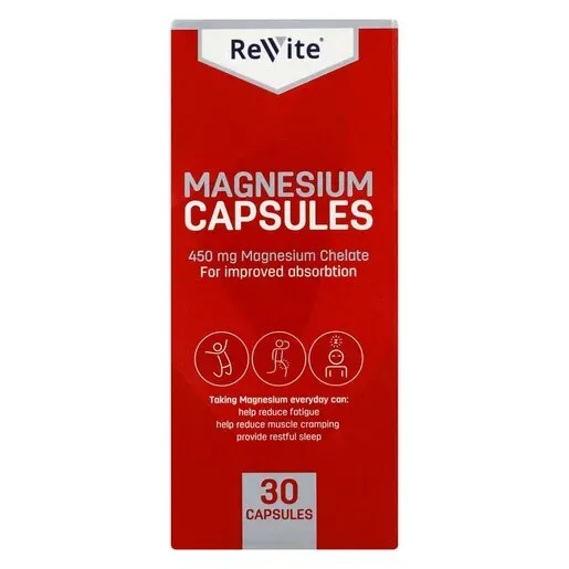 Front of Revite Magnesium Capsules 30's box