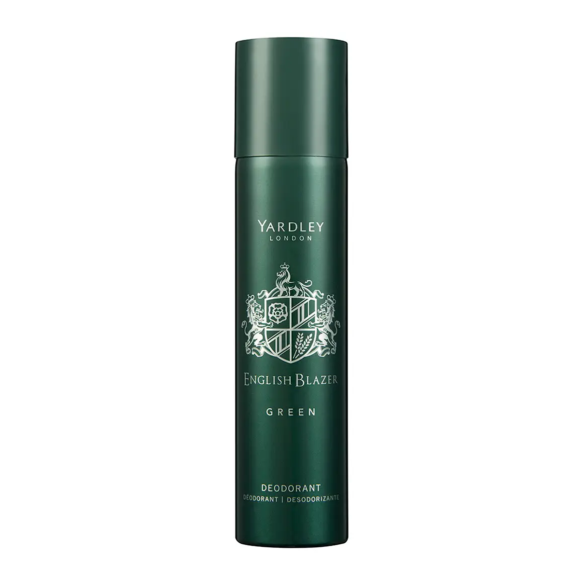 Front of Yardley English Blazer Green Deodorant 250 ml can on white background