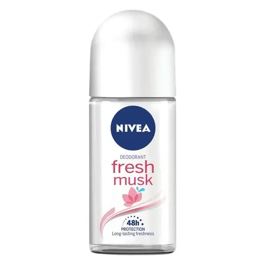 Front of NIVEA Deodorant Roll-On Fresh Musk 50ml bottle
