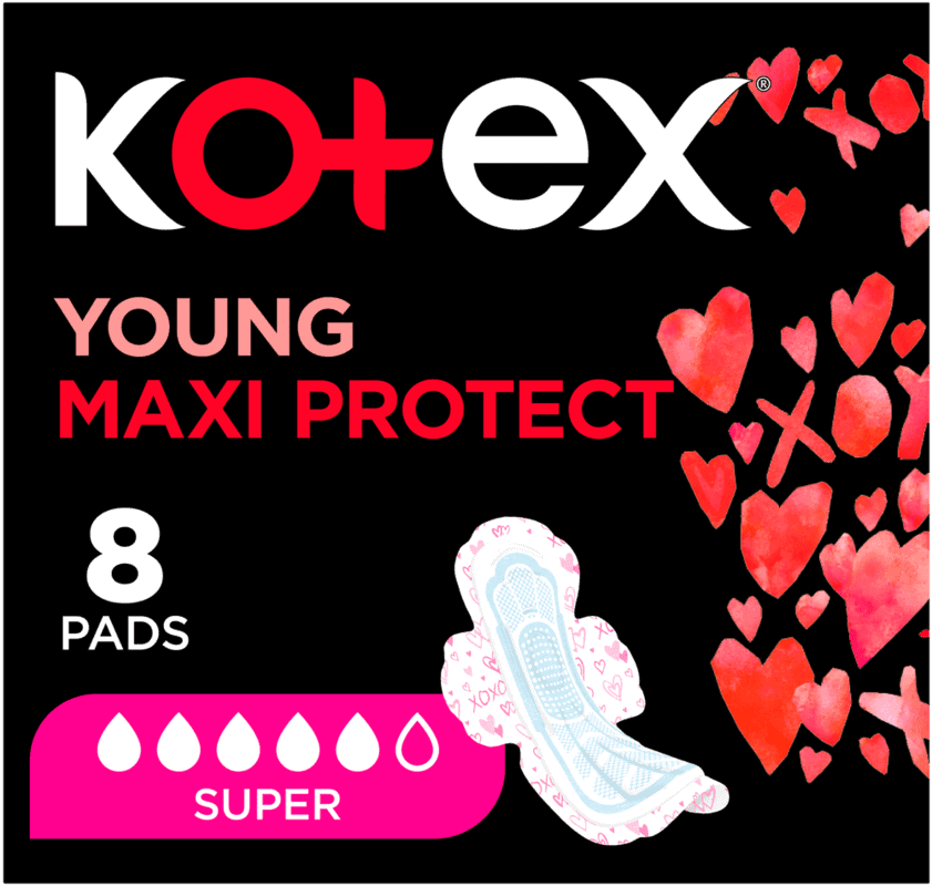 Kotex Maxi Protect Super Sanitary Pads with Wings 8pk