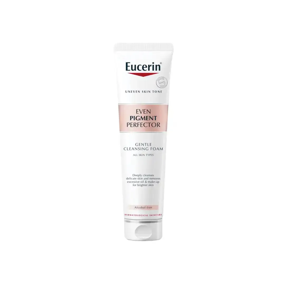 Front of Eucerin Even Pigment Perfector Gentle Cleansing Foam tube, 150 ml