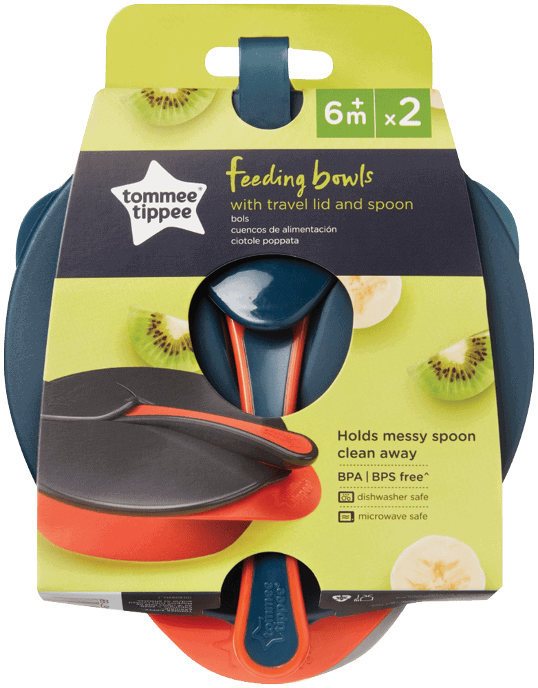Tommee Tippee Feeding Bowls with Travel Lid & Spoon 4pc