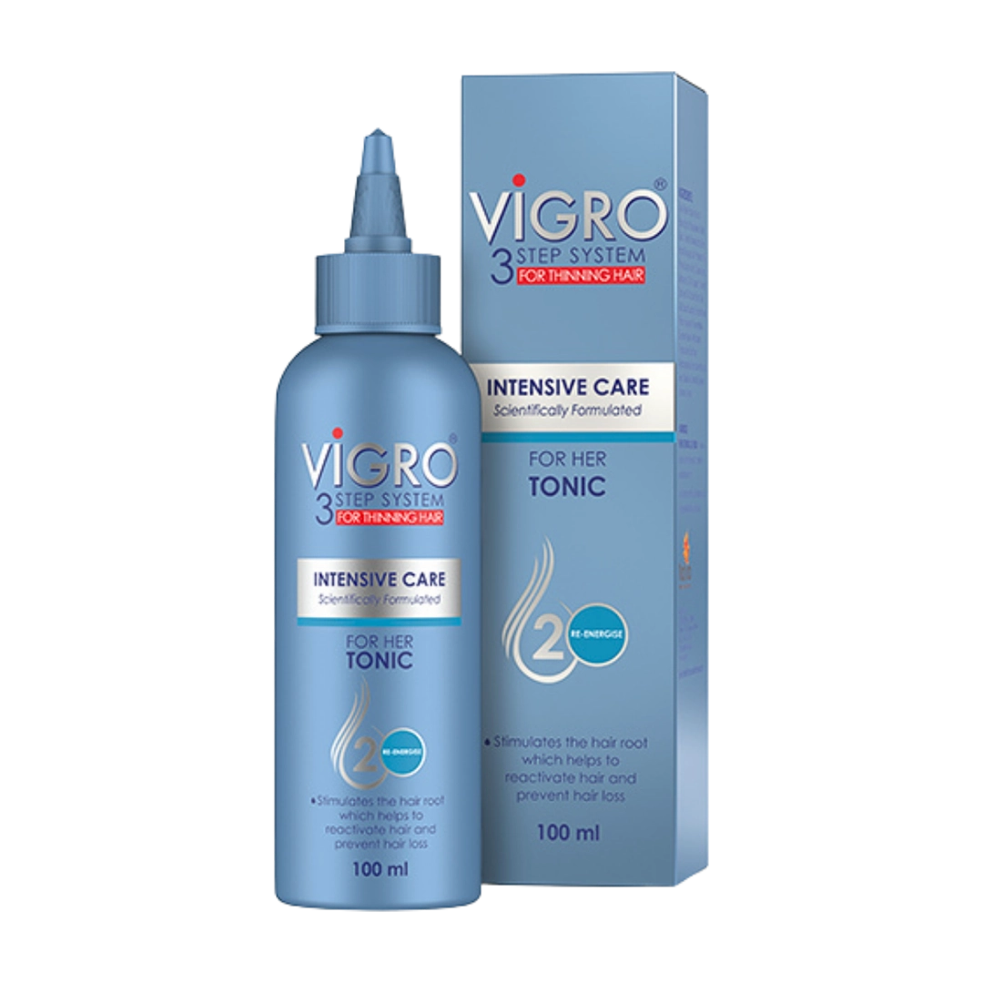 Front of Vigro Intensive Care For Her Tonic 100ml bottle and box
