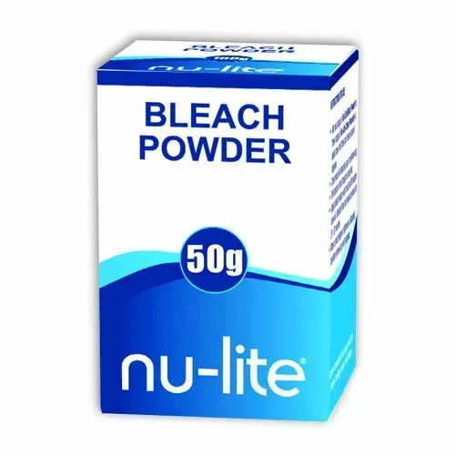 Angled view of Nu-Lite Hair Bleach Powder 50g box