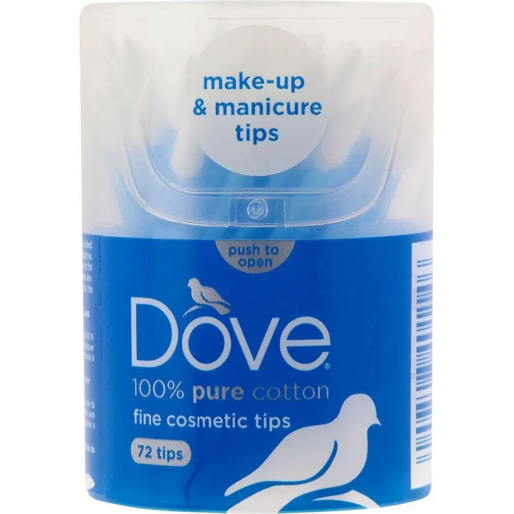 Front of Dove Cosmetic Buds tub, 72 tips
