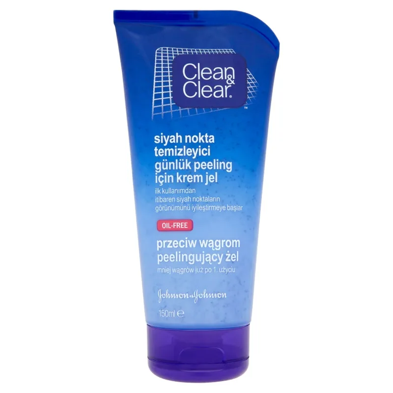 Front of Clean & Clear Blackhead Cleansing Peeling Gel tube, 150 ml