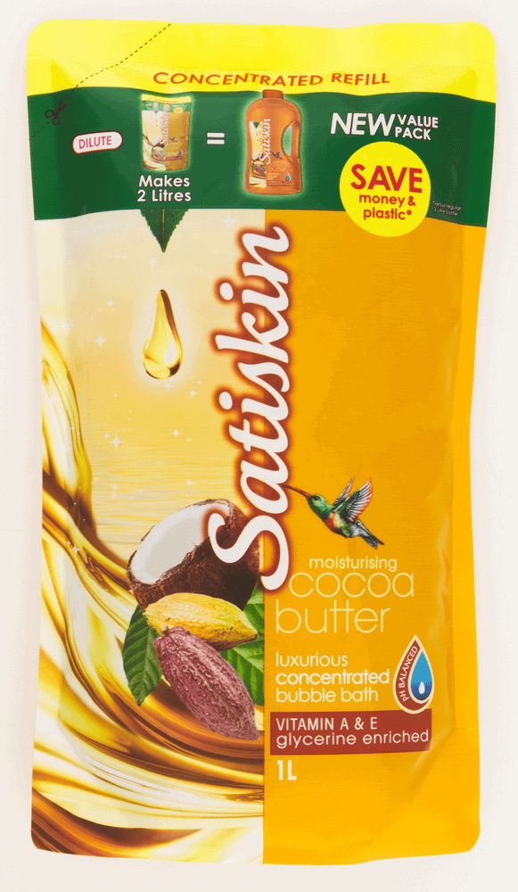 Satiskin Moisturising Cocoa Butter Concentrated Bubble Bath Refill 1L