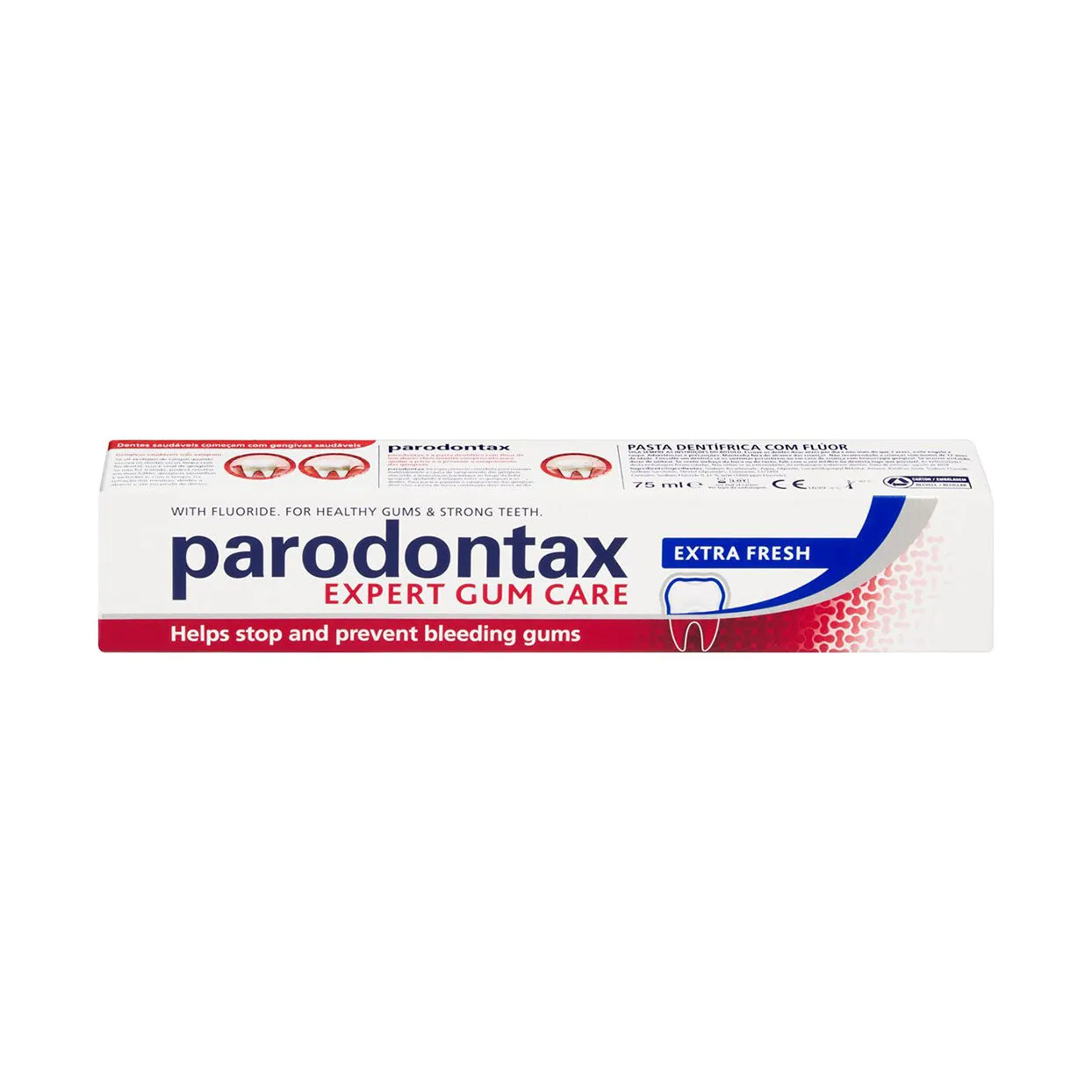 Front of Parodontax Expert Gum Care Extra Fresh toothpaste 75ml box