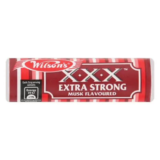 Front of Wilson's XXX Extra Strong Musk Flavoured sweet roll