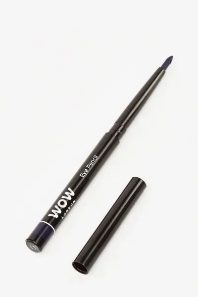 WOW London retractable eye pencil with cap off, shown angled on white background