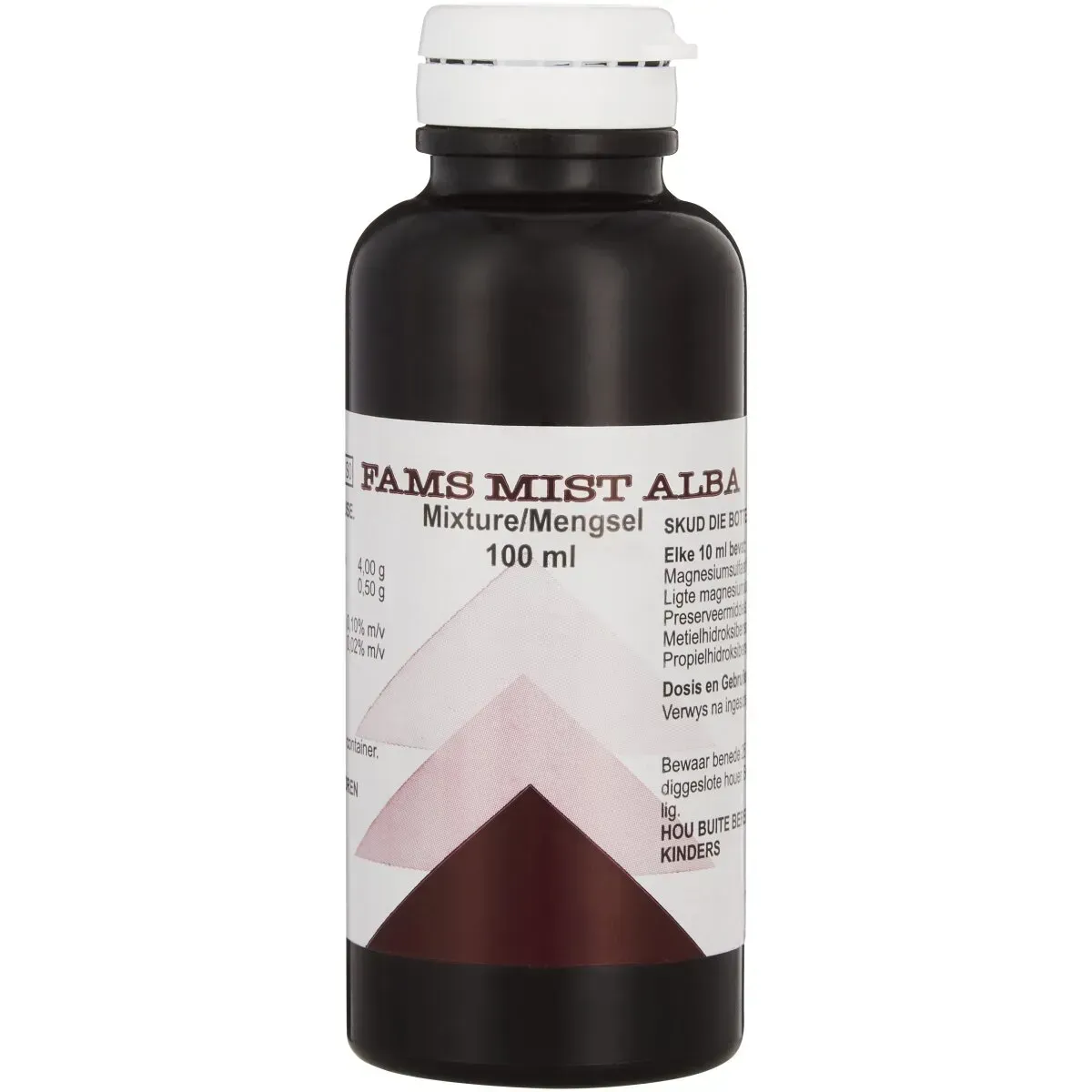 Angled view of FAMS Mist Alba 100 ml mixture bottle by Ascendis Pharma