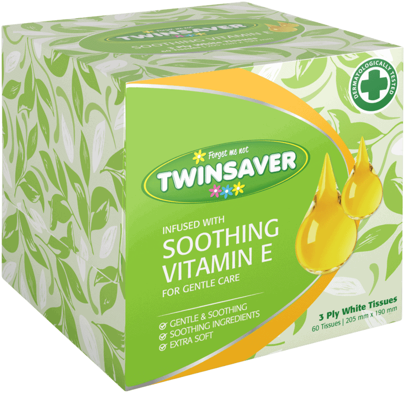 Twinsaver Soothing Vitamin E 3 Ply Tissues 60pk