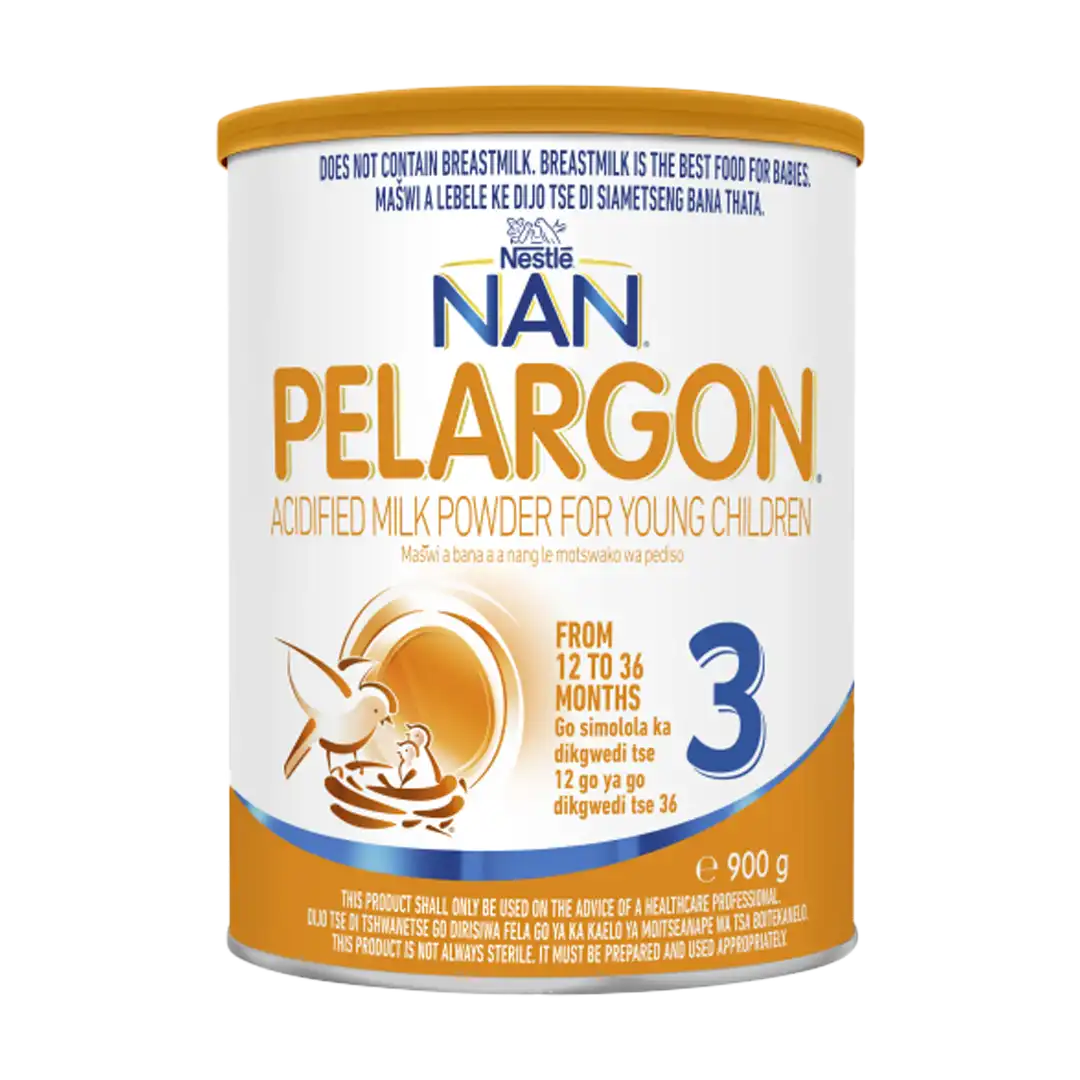 Front of Nestlé NAN Pelargon Stage 3 Acidified Milk Powder 900 g tin