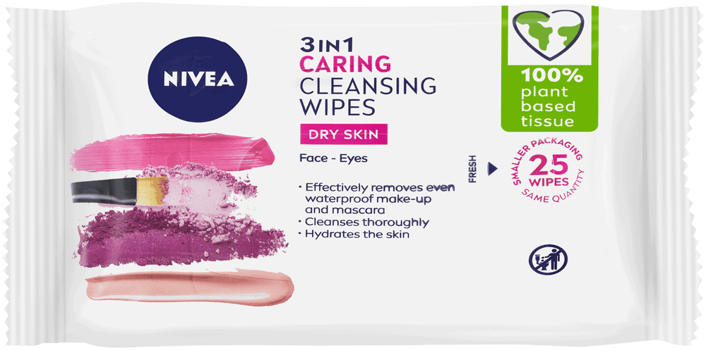 Nivea 3 in 1 Caring Cleansing Wipes 25pk
